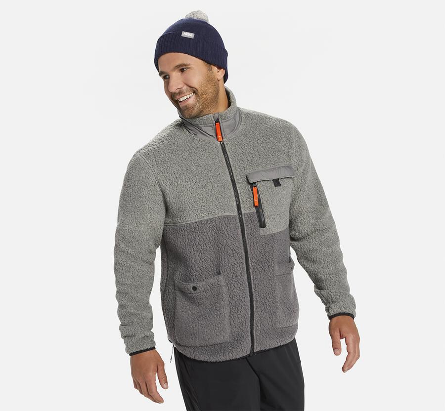 Hoka One One Fleece Sky - Men Jackets - Grey,Australia SUC-678345